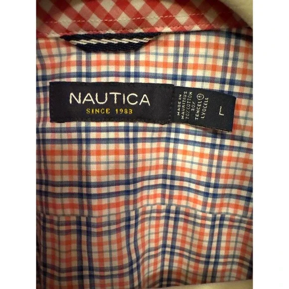 Nautica Mens Button Down Shirt Long Sleeve Plaid Classic Fit Size‎ L - Picture 2 of 4